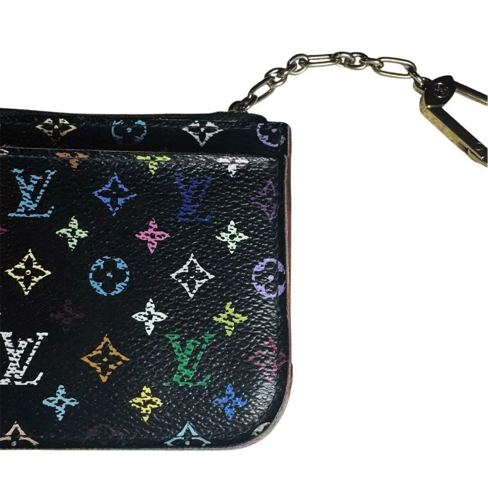 Auth Vintage Louis Vuitton 33 Multicolor Murakami LV Keychain Black Pouch - Picture 7 of 12